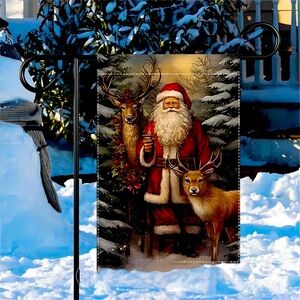 Santa & Reindeer Garden Flag